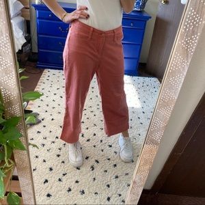 Salmon Pink Wide Leg Cropped Pants